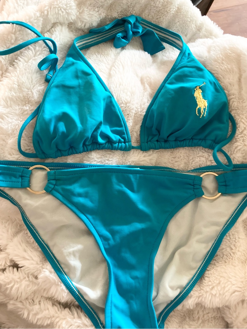 POLO RALPH LAUREN Turquoise Logo Icon Bikini Set - Size Small